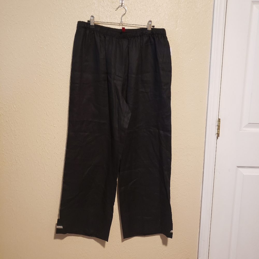 IC By Connie K Linen Pants Wide Leg High Rise Cropped Size XL